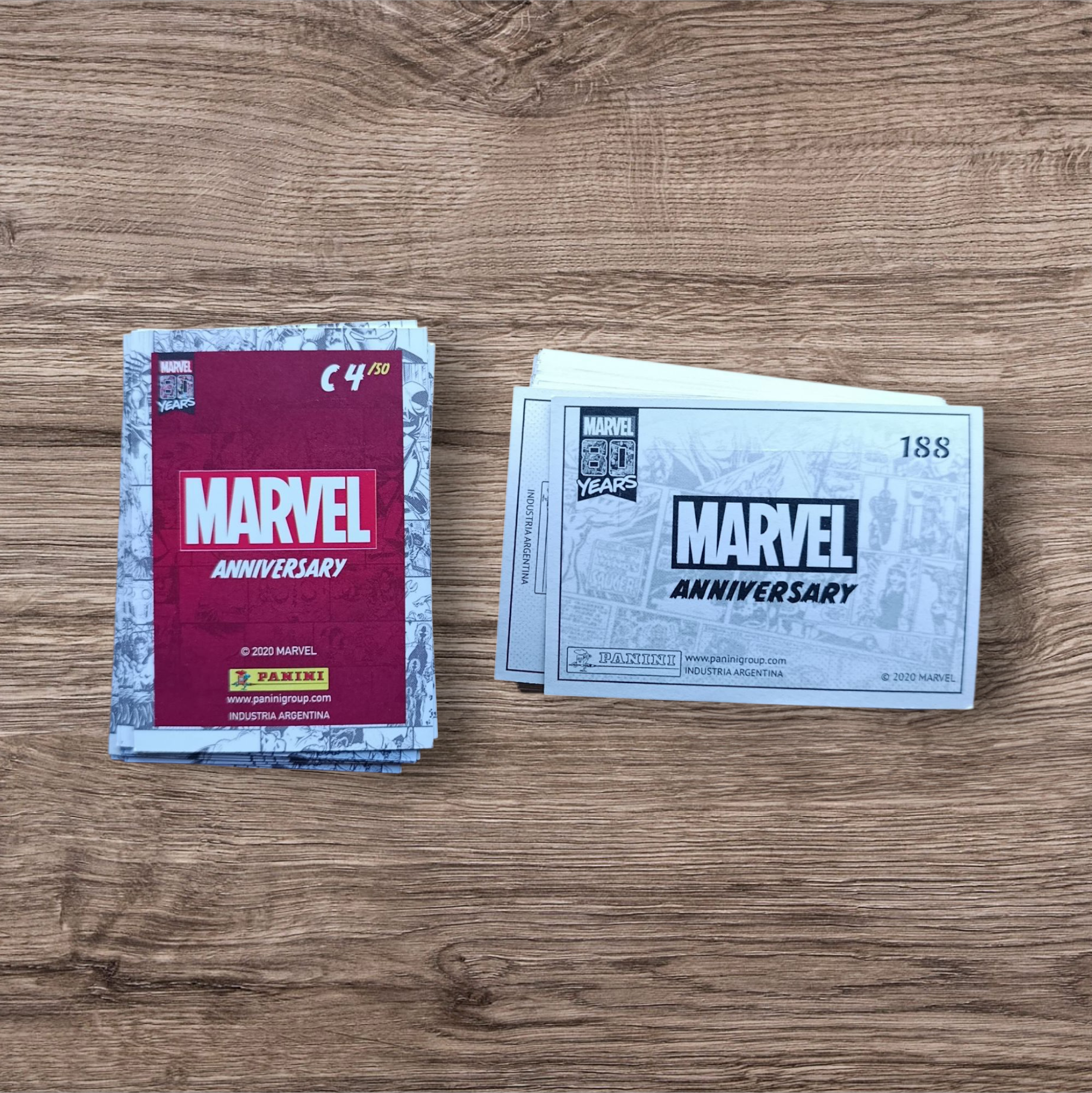 Lote 65 figuritas y cartas sin repetir Marvel Aniversario