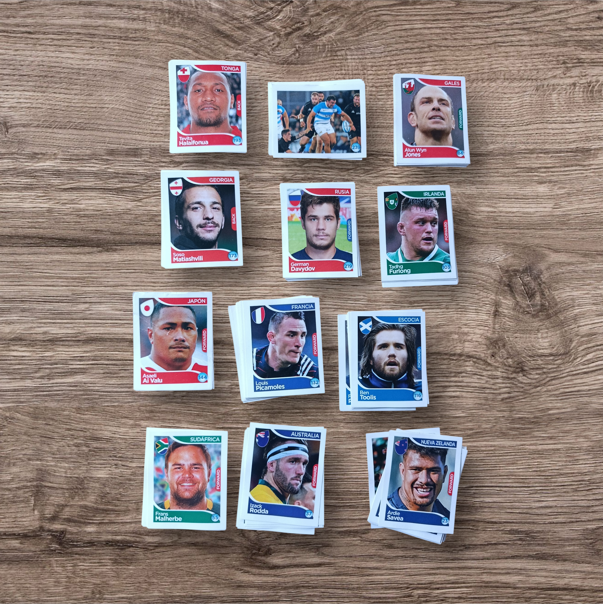 Lote 152 figuritas sin repetir Mundial Rugby