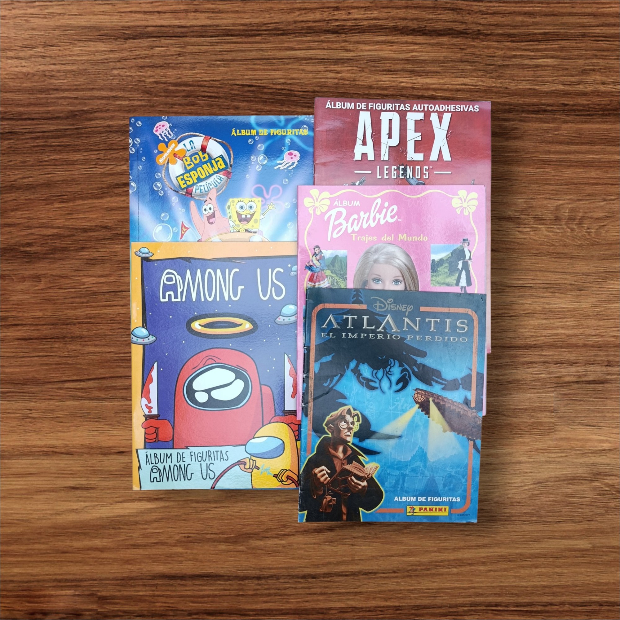 5 Álbumes Vacíos: Bob Esponja La Película, Among Us, Apex Legends, Barbie y Atlantis