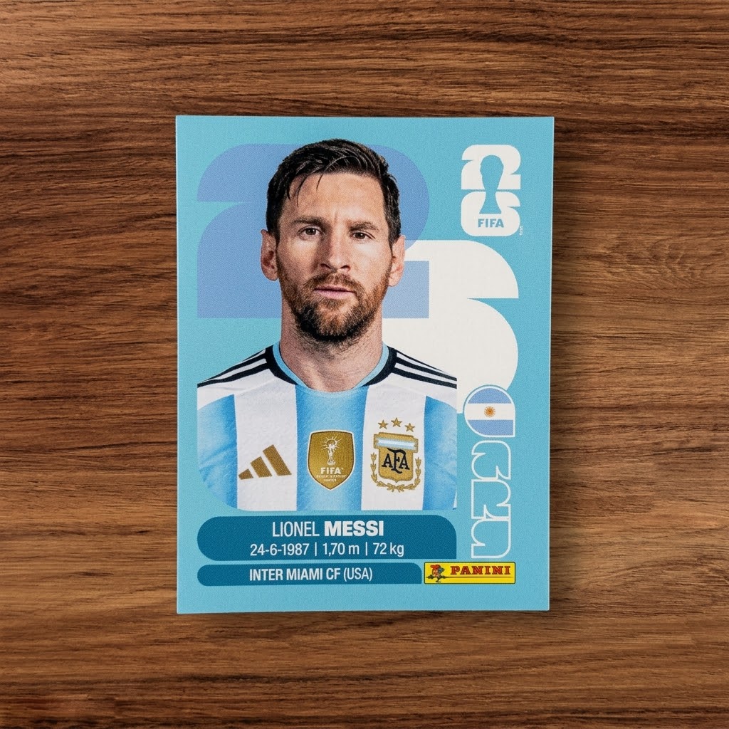 Figurita de Lionel Messi – Mundial 2026 (Recién Retirado de la Selección)