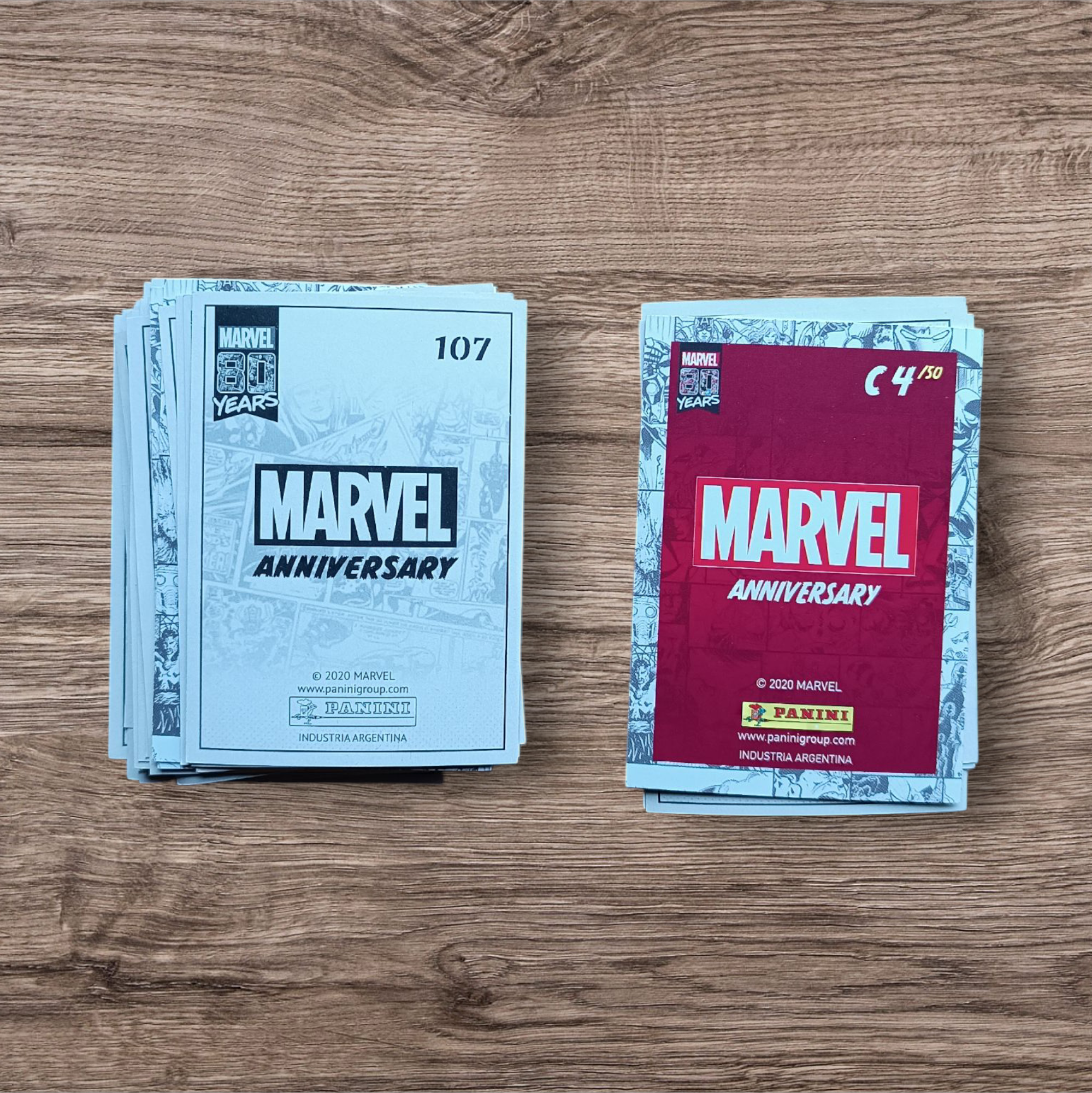 Lote 58 figuritas y cartas sin repetir Marvel Aniversary